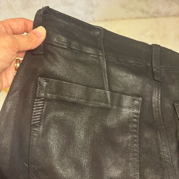 PAIGE Mayslie Straight Ankle Pants in Black Fog Luxe Coating - Size 30 - Picture 10 of 16